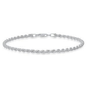 8.5" Mens Silver Rope Chain Bracelet